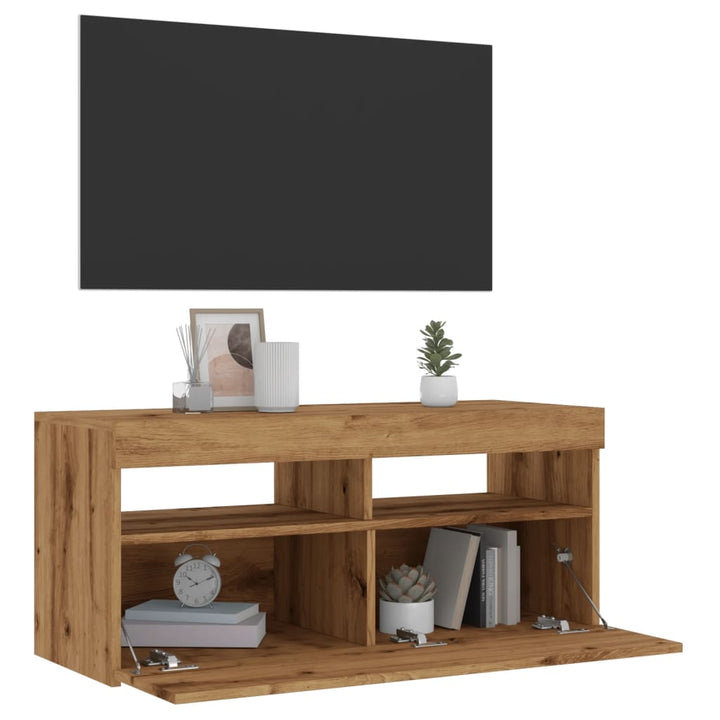 Dulap Tv Cu Led 120X35X40 Cm Lemn Prelucrat