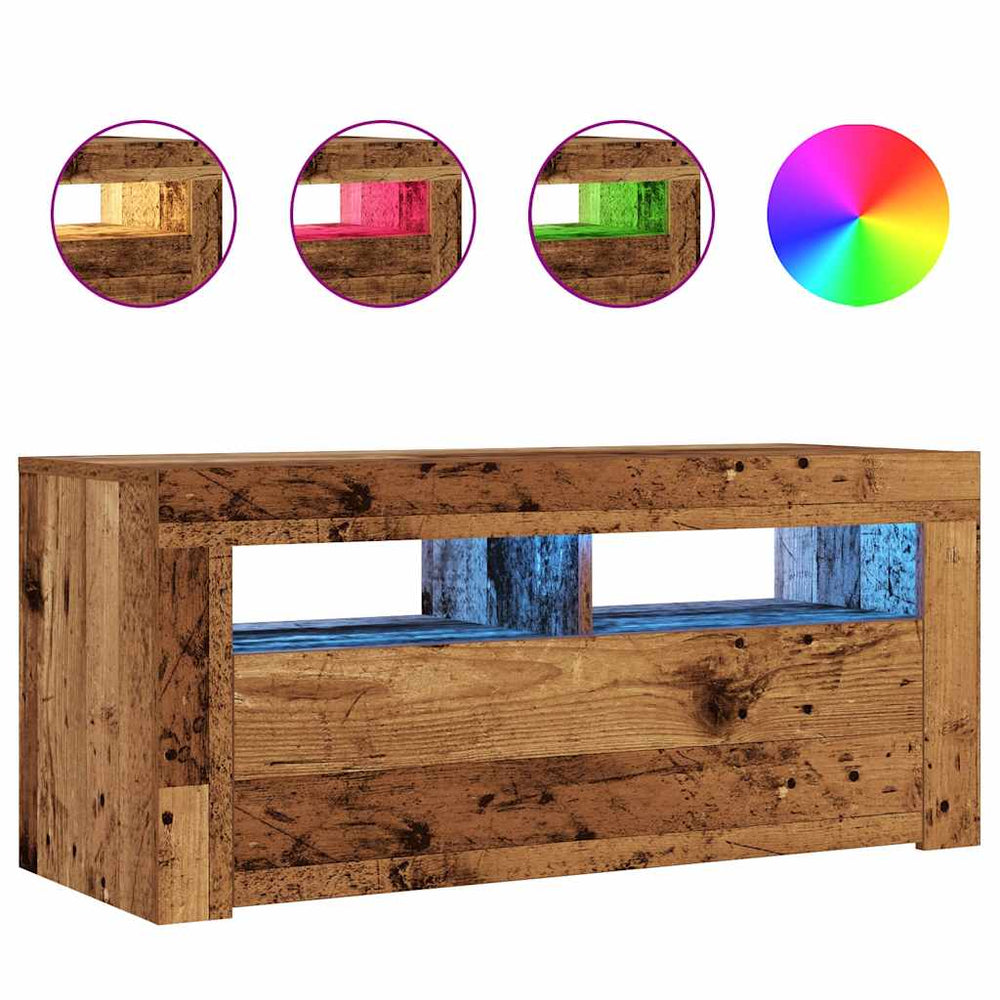 Dulap Tv Cu Lumini Led 90X35X40 Cm Lemn Prelucrat