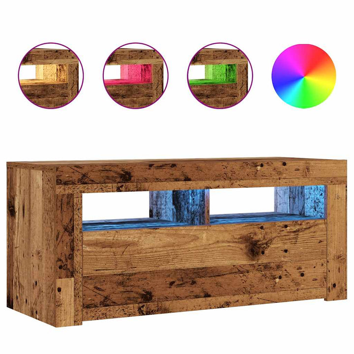 Dulap Tv Cu Lumini Led 90X35X40 Cm Lemn Prelucrat