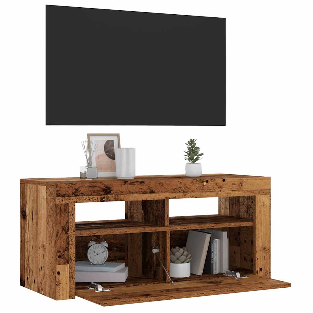 Dulap Tv Cu Lumini Led 90X35X40 Cm Lemn Prelucrat