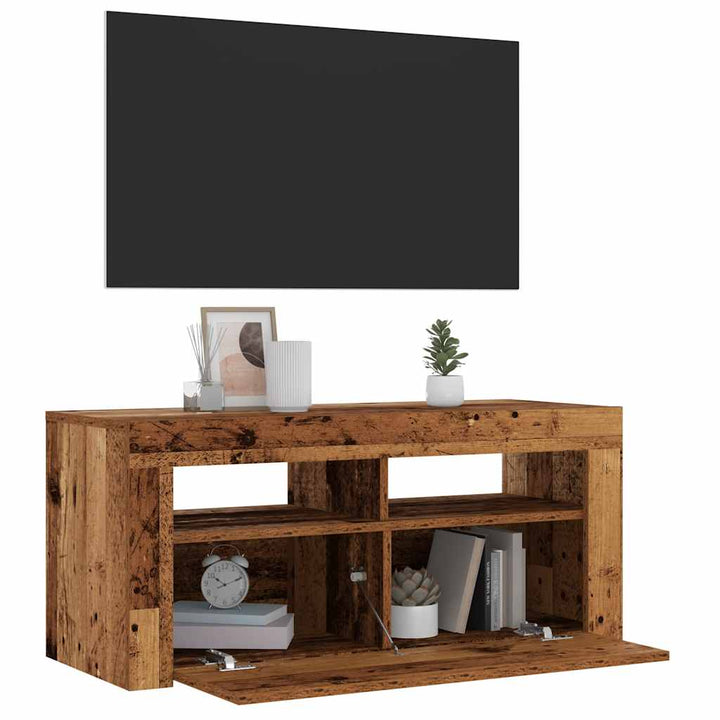 Dulap Tv Cu Lumini Led 90X35X40 Cm Lemn Prelucrat