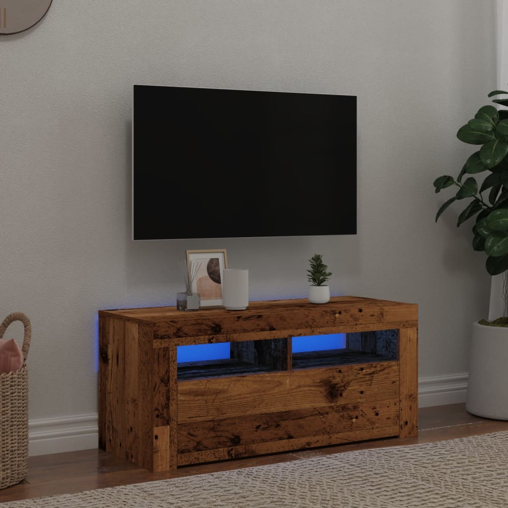 Dulap Tv Cu Lumini Led 90X35X40 Cm Lemn Prelucrat