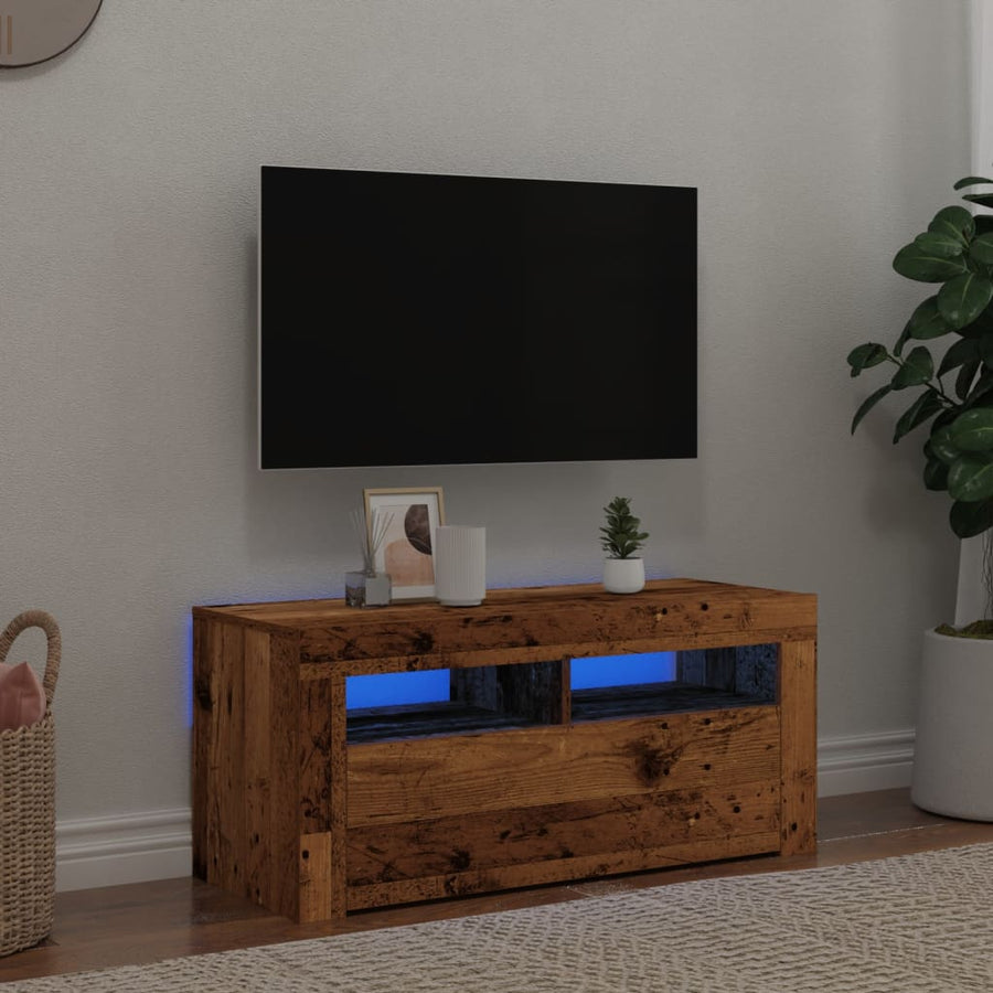 Dulap Tv Cu Lumini Led 90X35X40 Cm Lemn Prelucrat