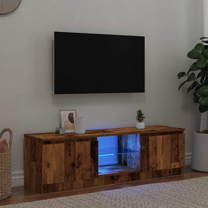 Comodă Tv Cu Lumini Led, Stejar Maro, 120X30X35,5 Cm
