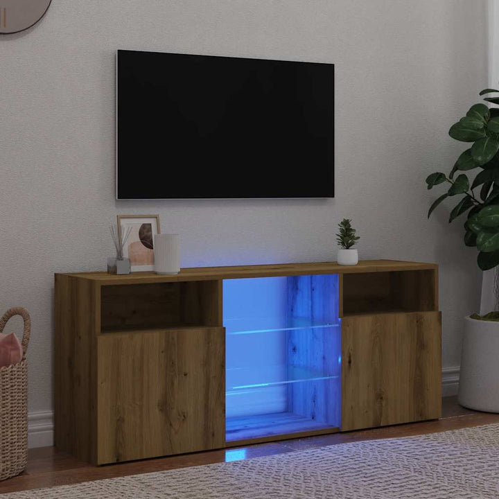 Comodă Tv Cu Lumini Led, Gri Sonoma, 120X30X50 Cm