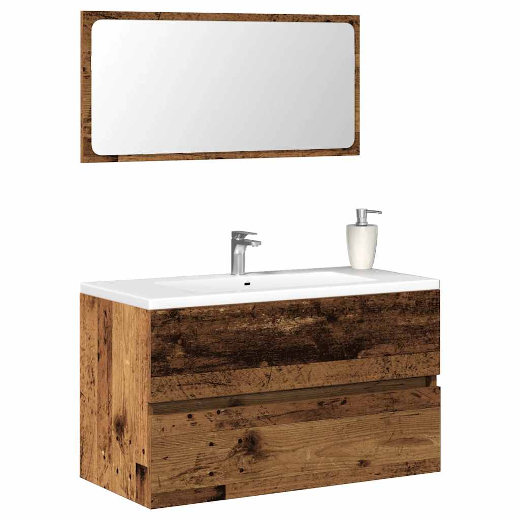 Dulap De Baie Cu Oglindă Artisan Stejar Lemn Prelucrat