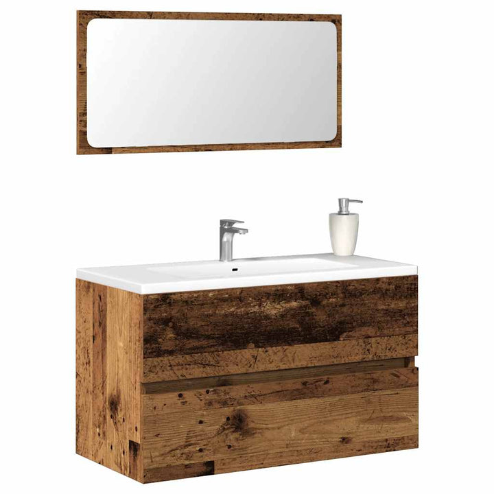 Dulap De Baie Cu Oglindă Artisan Stejar Lemn Prelucrat