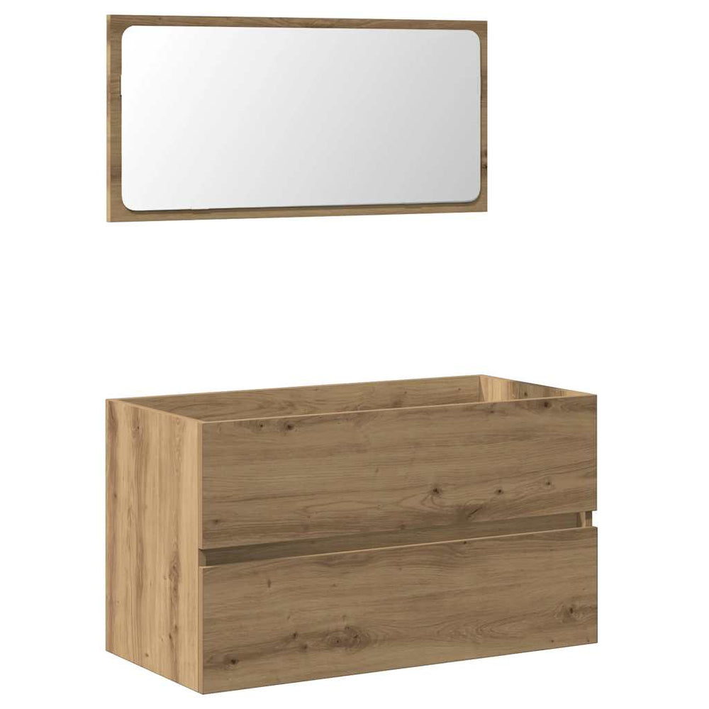 Dulap De Baie Cu Oglindă Artisan Stejar Lemn Prelucrat