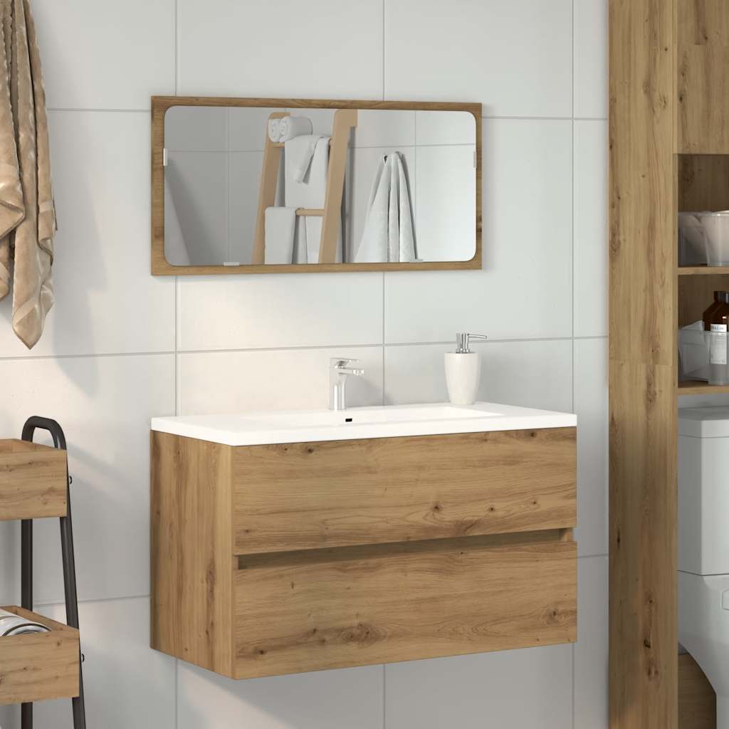 Dulap De Baie Cu Oglindă Artisan Stejar Lemn Prelucrat