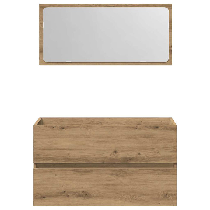 Dulap De Baie Cu Oglindă Artisan Stejar Lemn Prelucrat