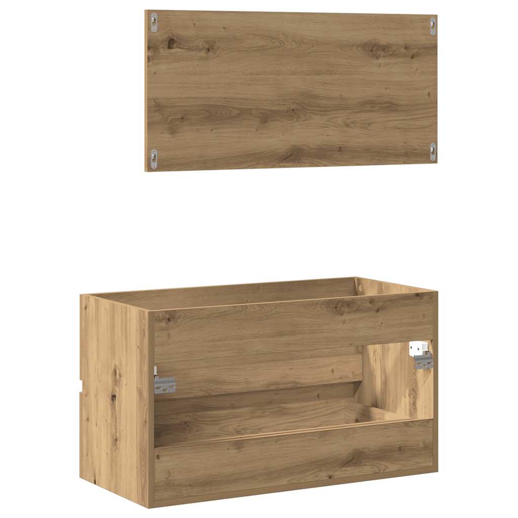 Dulap De Baie Cu Oglindă Artisan Stejar Lemn Prelucrat