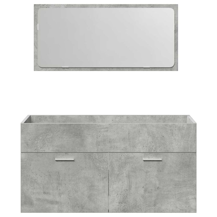 Dulap De Baie Cu Oglindă, Gri Beton, Lemn Prelucrat