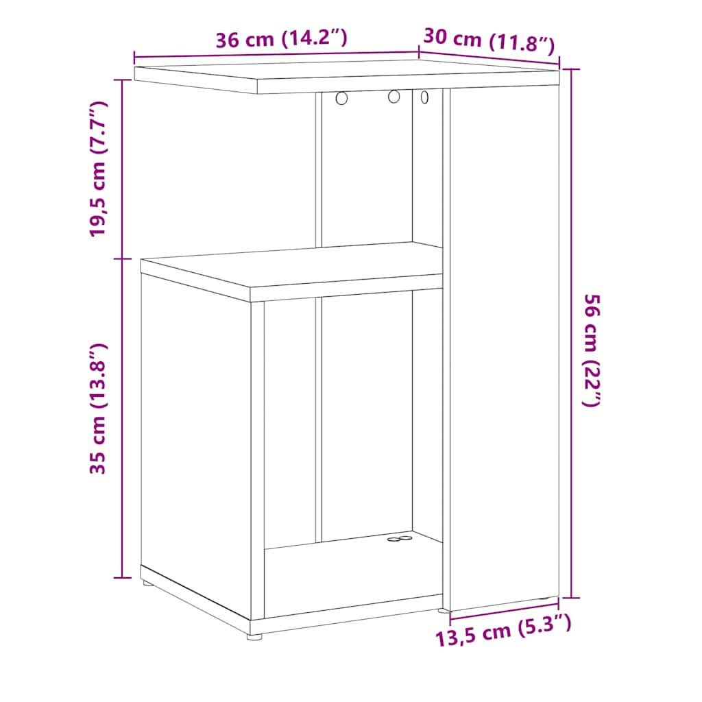 Masă Laterală Din 36X30X56 Cm Din Lemn Prelucrat
