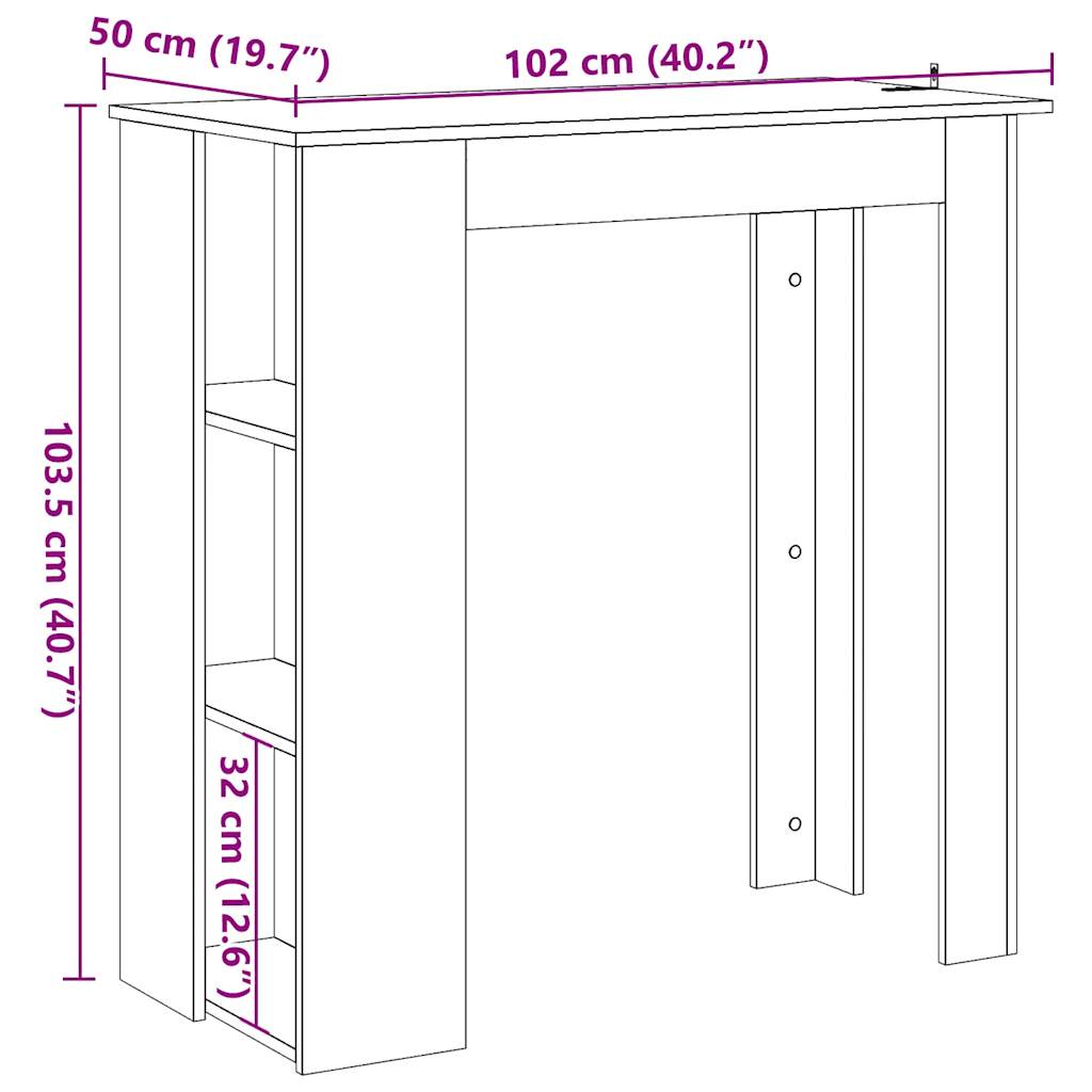 Masă De Bar Cu Raft, , 102X50X103,5 Cm, Pal