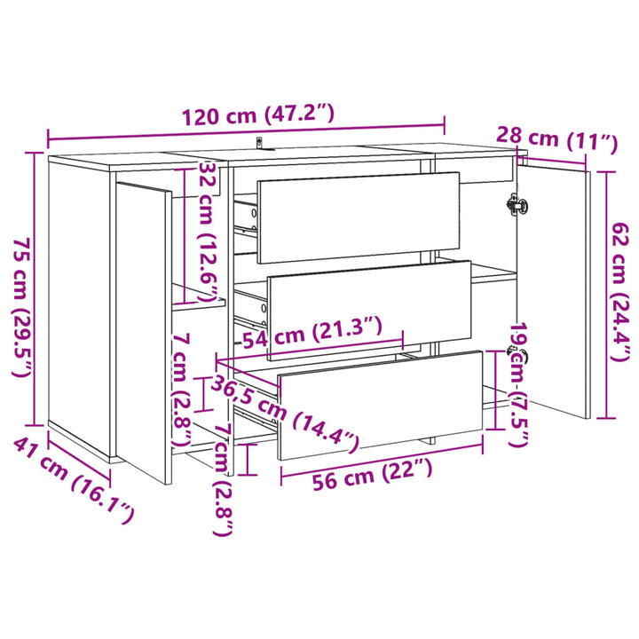 Dulap, , 120X41X75 Cm, Lemn Prelucrat