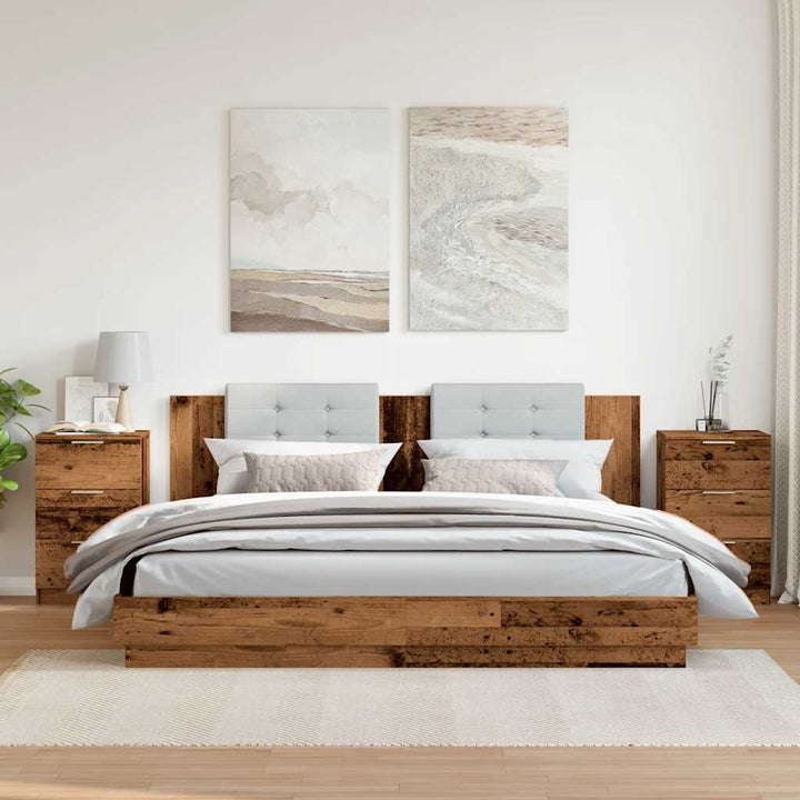 Noptiere, 2 Buc, Lemn Învechit, 40X36X65 Cm, Lemn Prelucrat