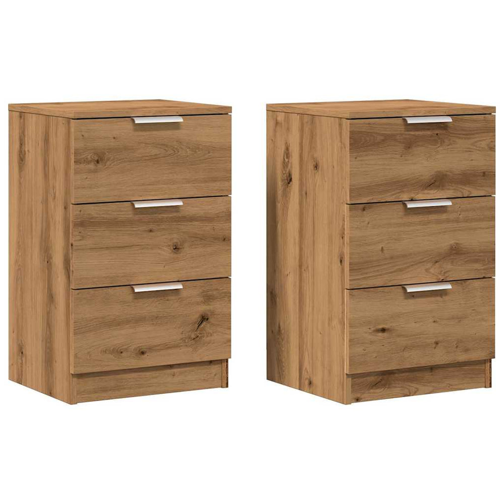 Noptiere, 2 Buc., Stejar Artizanal, 40X36X65 Cm, Lemn Prelucrat