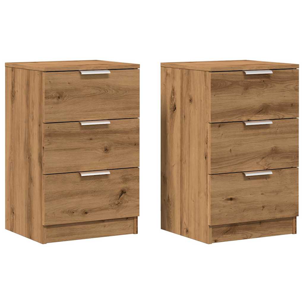 Noptiere, 2 Buc., Stejar Artizanal, 40X36X65 Cm, Lemn Prelucrat
