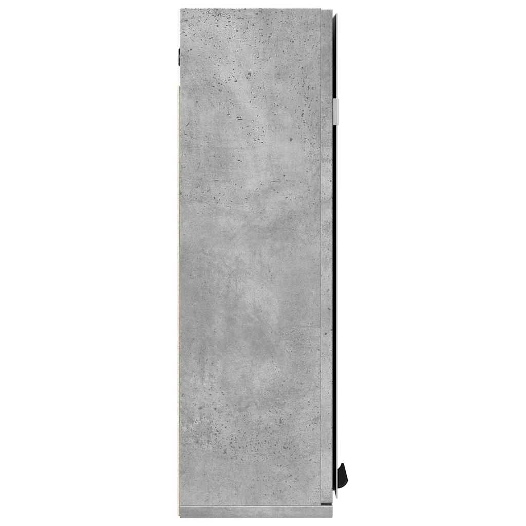Dulap De Baie Cu Oglindă, Gri Beton, 64X20X66,5 Cm, Pal