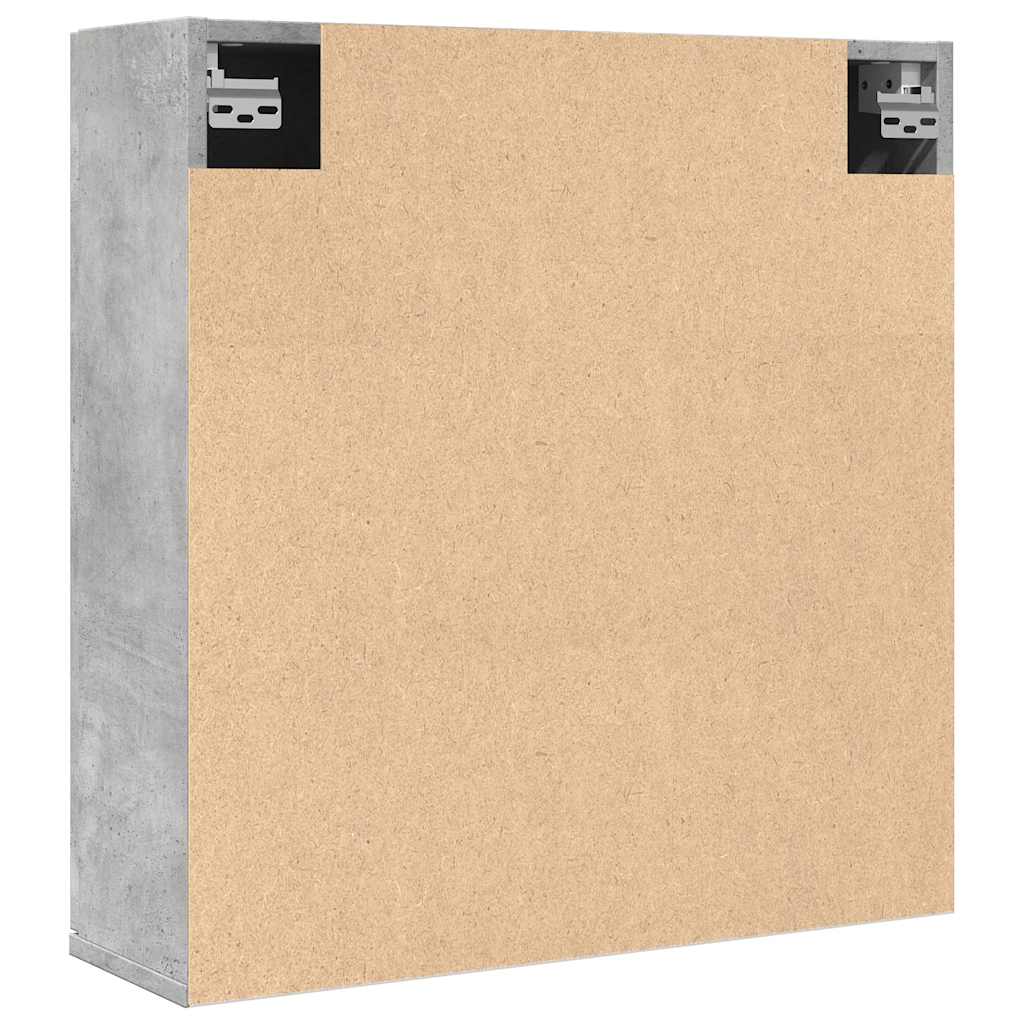 Dulap De Baie Cu Oglindă, Gri Beton, 64X20X66,5 Cm, Pal