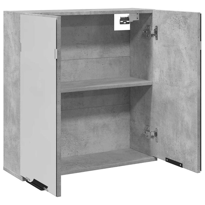 Dulap De Baie Cu Oglindă, Gri Beton, 64X20X66,5 Cm, Pal