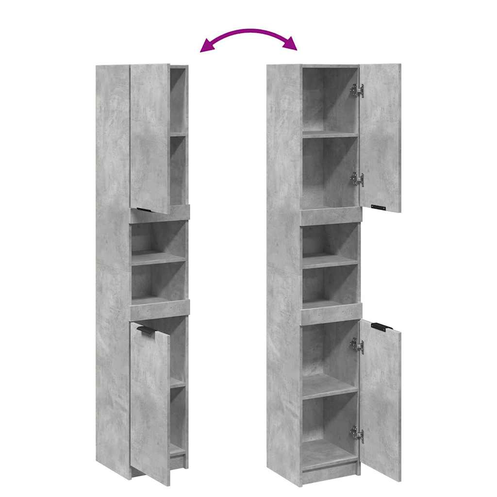 Dulap De Baie, Gri Beton, 32X34X188,5 Cm, Lemn Compozit