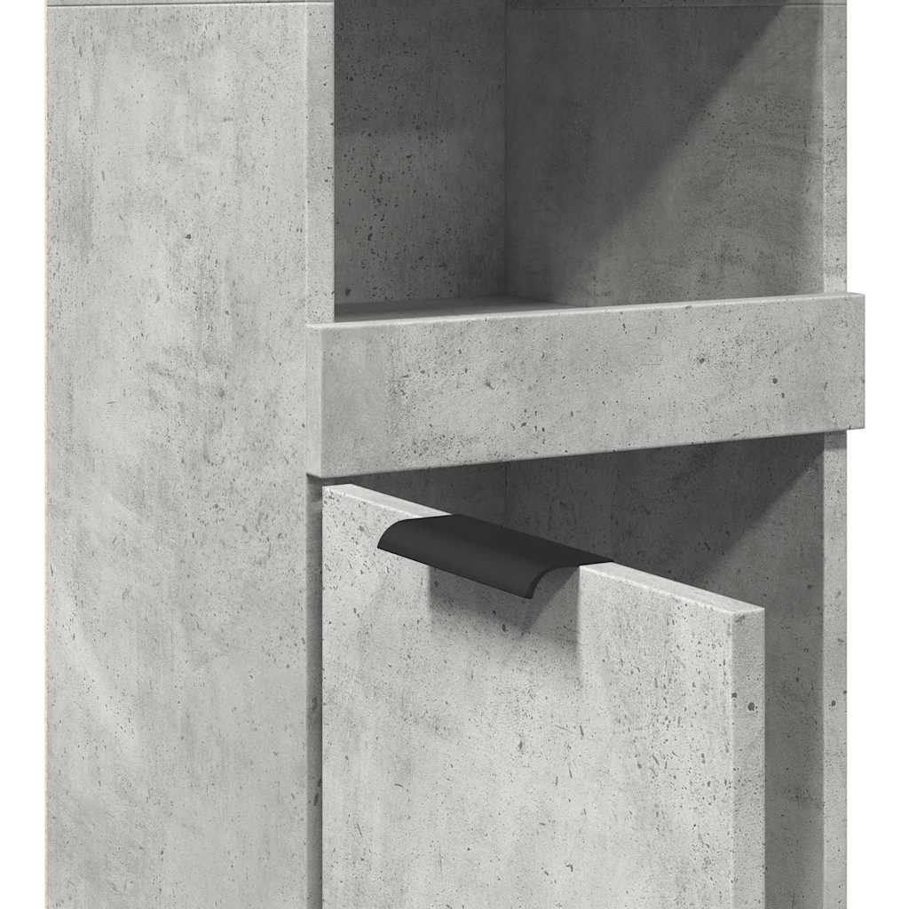 Dulap De Baie, Gri Beton, 32X34X188,5 Cm, Lemn Compozit
