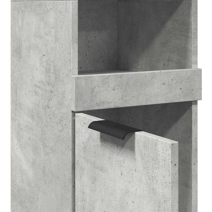 Dulap De Baie, Gri Beton, 32X34X188,5 Cm, Lemn Compozit