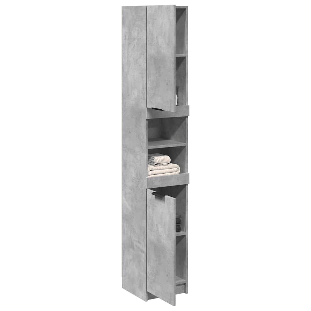 Dulap De Baie, Gri Beton, 32X34X188,5 Cm, Lemn Compozit