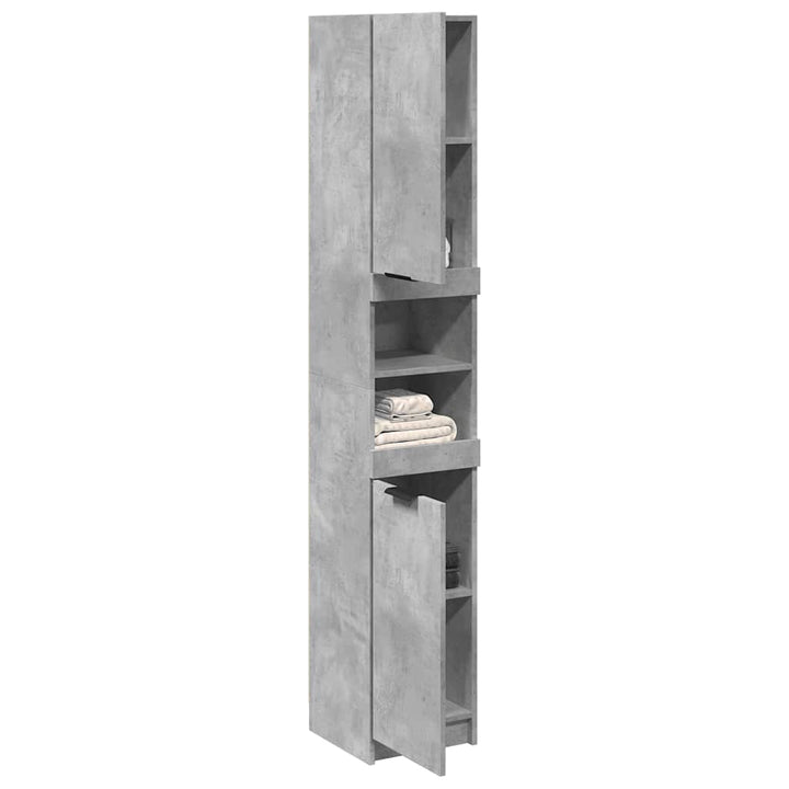 Dulap De Baie, Gri Beton, 32X34X188,5 Cm, Lemn Compozit