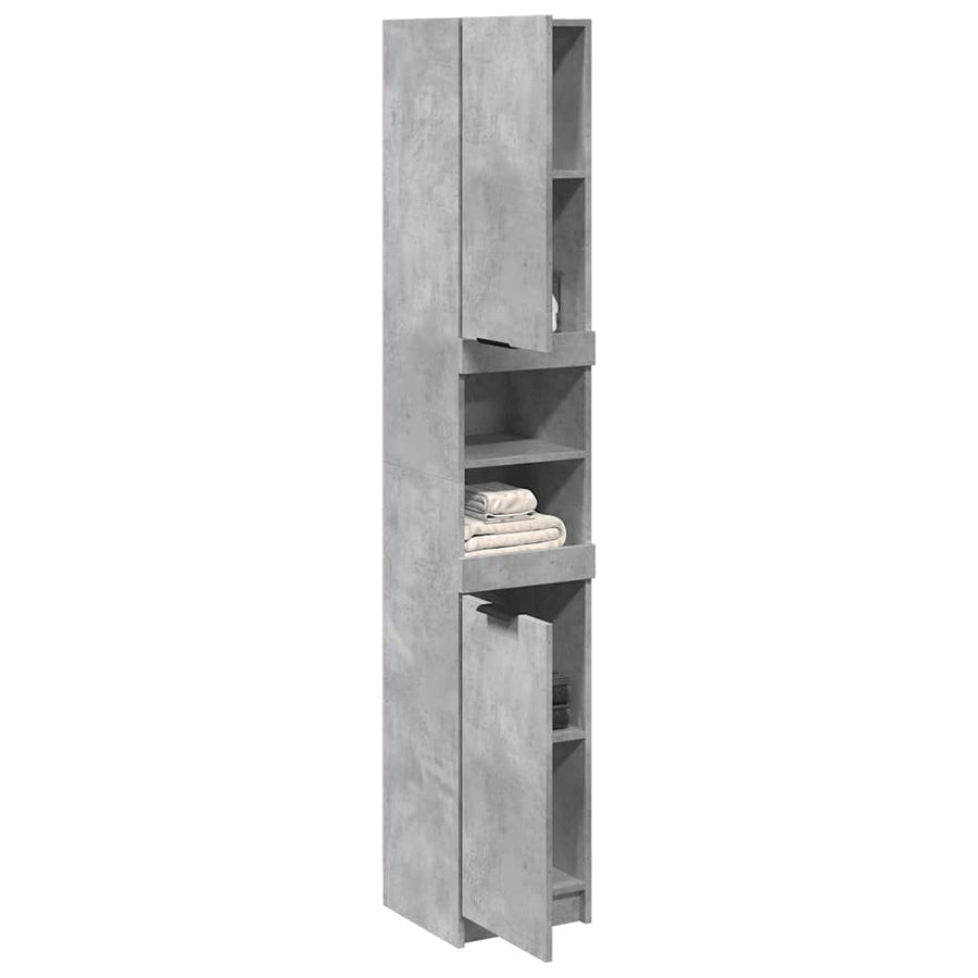 Dulap De Baie, Gri Beton, 32X34X188,5 Cm, Lemn Compozit