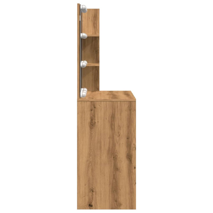 Masă De Toaletă Cu Led, Stejar Artizanal, 60X40X140 Cm