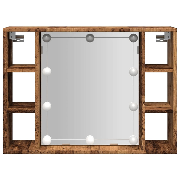Dulap Cu Oglindă Și Led Lemn Vechi 76X15X55 Cm, Lemn Prelucrat