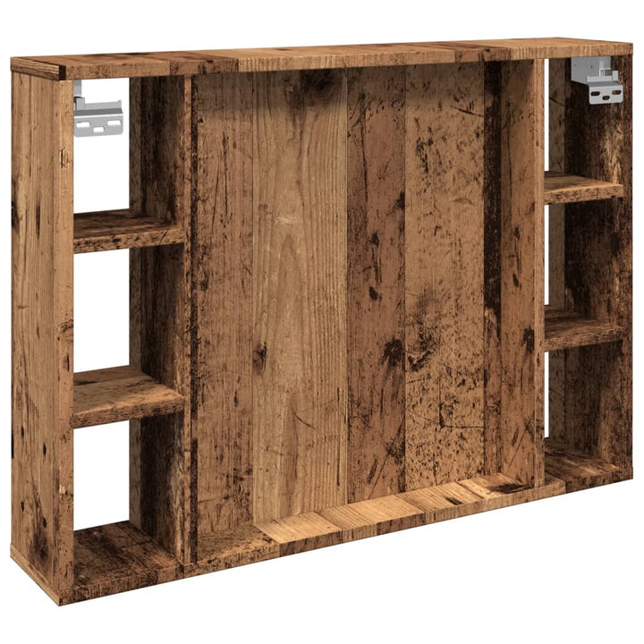 Dulap Cu Oglindă Și Led Lemn Vechi 76X15X55 Cm, Lemn Prelucrat