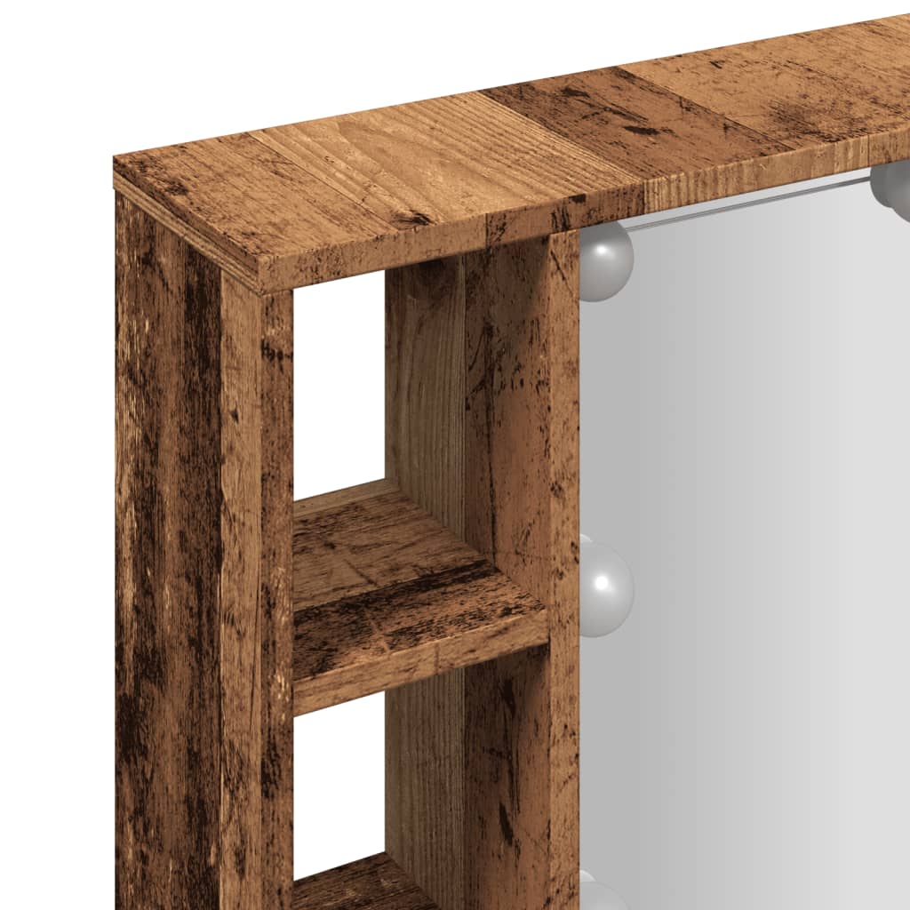 Dulap Cu Oglindă Și Led Lemn Vechi 76X15X55 Cm, Lemn Prelucrat
