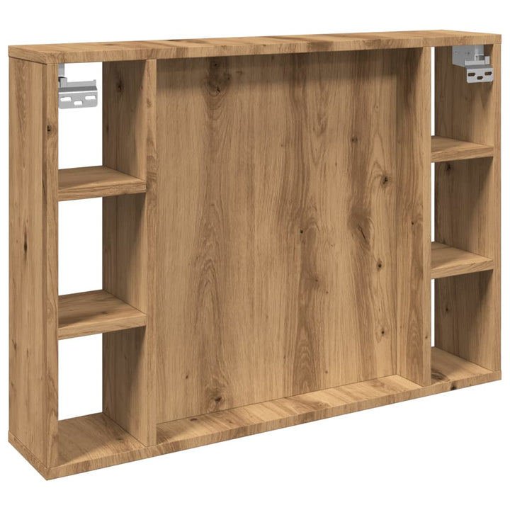 Dulap Cu Oglindă Și Led Stejar Artizanal 76X15X55 Cm, Lemn