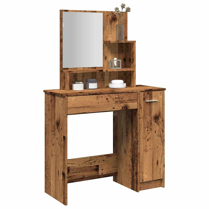 Masă De Toaletă Cu Oglindă, Gri Sonoma, 86,5X35X136 Cm