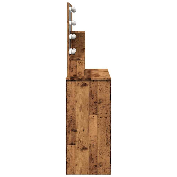 Masă De Toaletă Cu Led, Lemn Vechi, 86,5X35X136 Cm