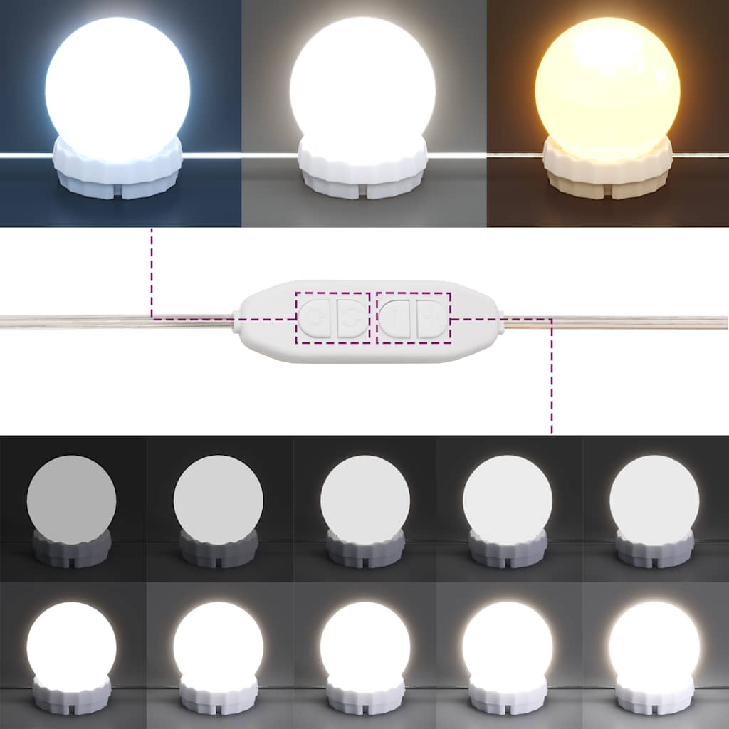 Masă De Toaletă Cu Led, Lemn Vechi, 86,5X35X136 Cm