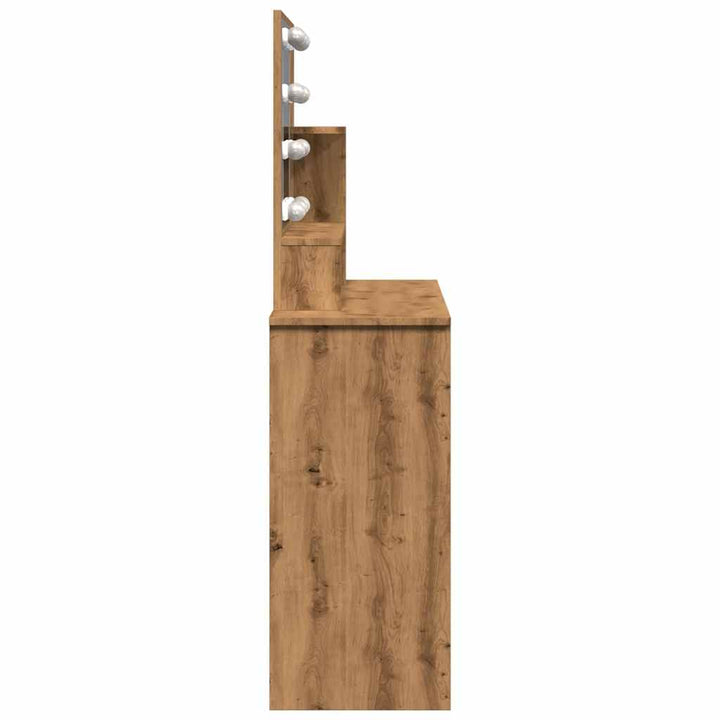 Masă De Toaletă Cu Led, Stejar Artizanal, 86,5X35X136 Cm
