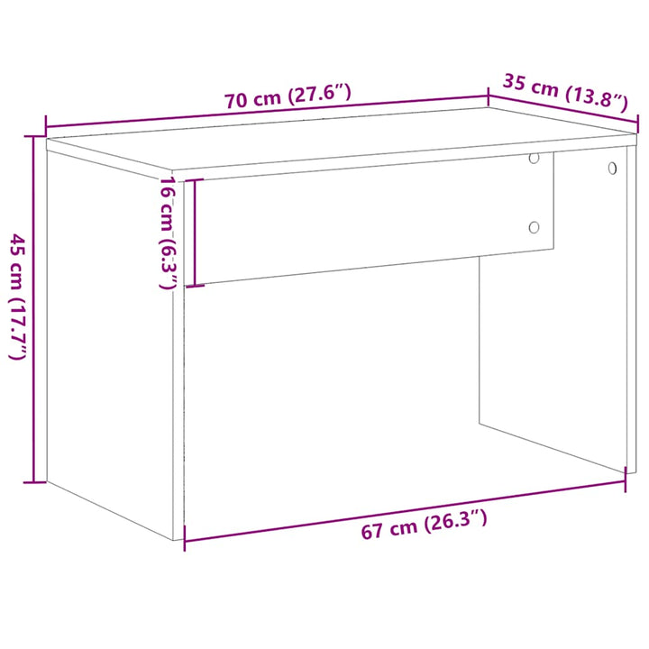 Taburet De Toaletă 70X35X45 Cm Lemn Prelucrat