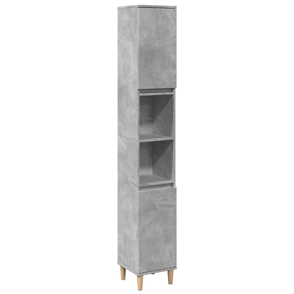 Dulap De Baie, Gri Beton, 30X30X190 Cm, Lemn Prelucrat