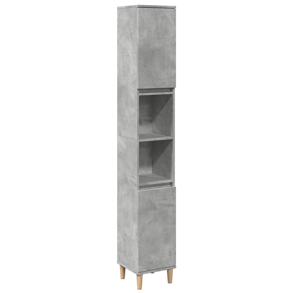 Dulap De Baie, Gri Beton, 30X30X190 Cm, Lemn Prelucrat
