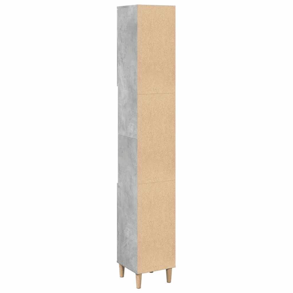 Dulap De Baie, Gri Beton, 30X30X190 Cm, Lemn Prelucrat
