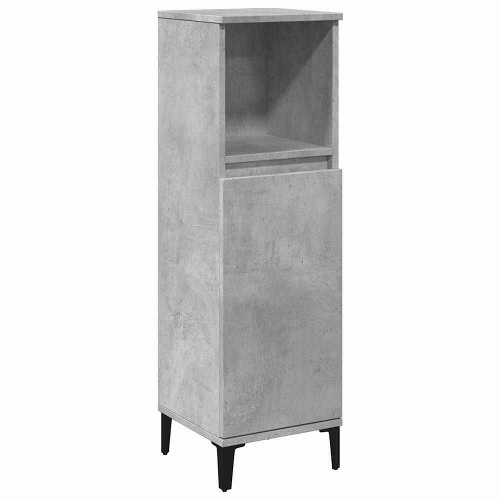Dulap De Baie, Gri Beton, 30X30X100 Cm, Lemn Prelucrat