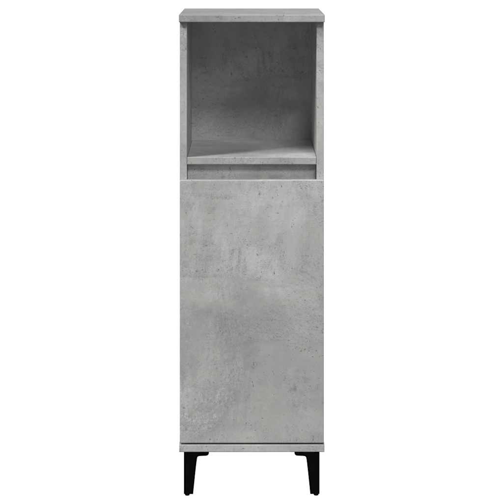 Dulap De Baie, Gri Beton, 30X30X100 Cm, Lemn Prelucrat