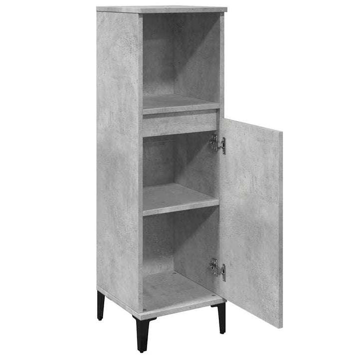 Dulap De Baie, Gri Beton, 30X30X100 Cm, Lemn Prelucrat