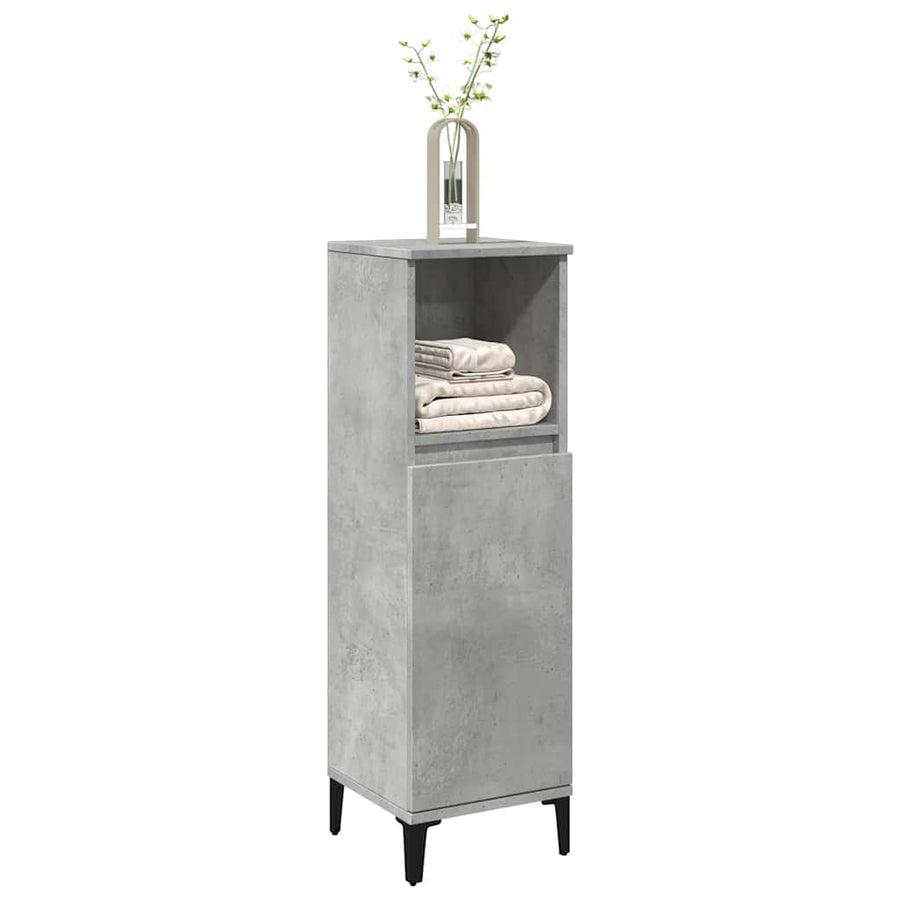 Dulap De Baie, Gri Beton, 30X30X100 Cm, Lemn Prelucrat