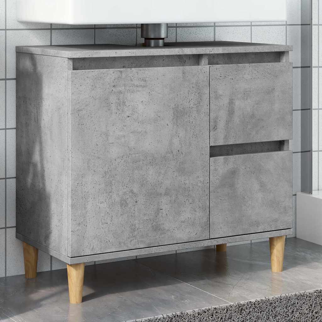 Dulap De Chiuvetă, Gri Beton, 65X33X60 Cm, Lemn Prelucrat