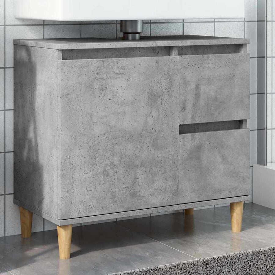 Dulap De Chiuvetă, Gri Beton, 65X33X60 Cm, Lemn Prelucrat